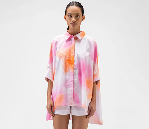 Ombre Florals Oversized Women Shirt