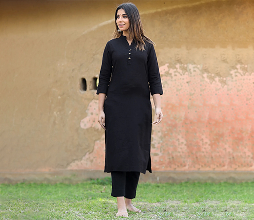 KAAJH Solid Cotton Kurta