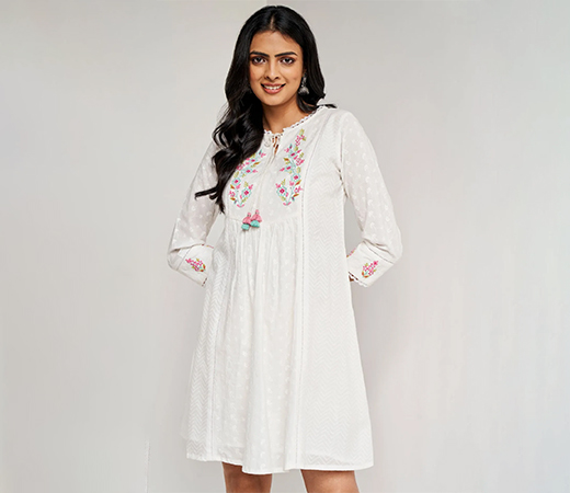 Global Desi White Casual Tunic