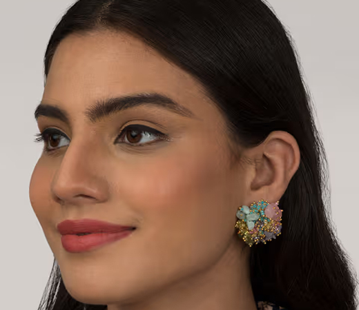 House of D’oro Hawthorn Multicolour Cluster Beads Stud