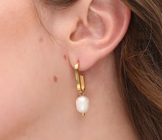 Bold Pearl Dangle Earrings- 18K Gold Plated