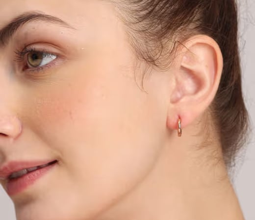 18k Rose Gold Plated Round Huggie Hoop Earrings for Women