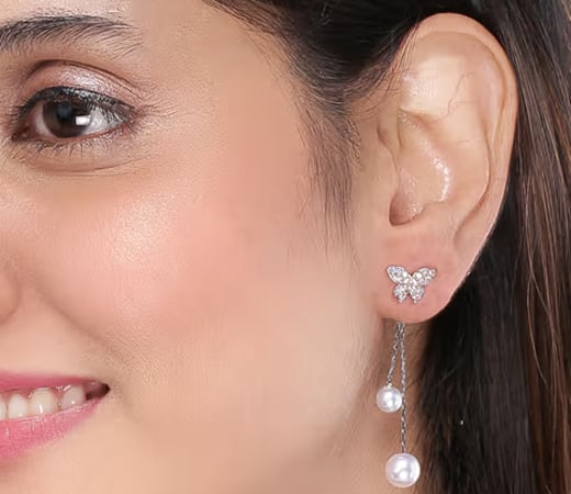 Crystal Studded Butterfly Earrings