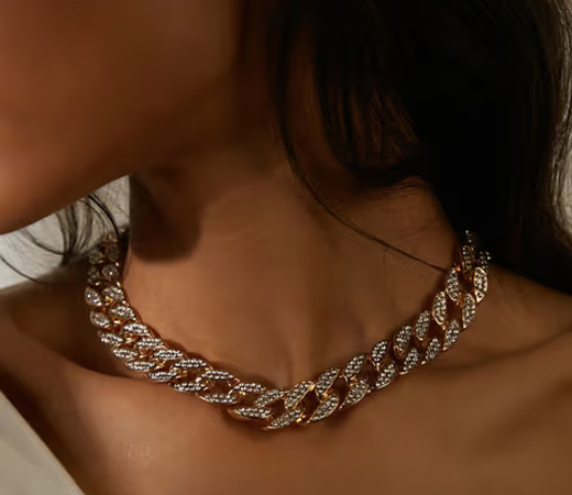 Gold Studded Link Chain Necklace