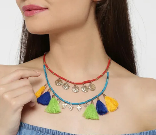 Coin And Tassel Layered Necklace