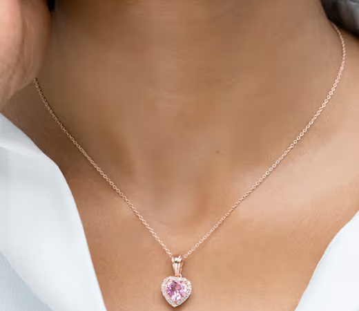 Rosy Haze Heart Pendant Necklace in Rose Gold Plated 925 Silver