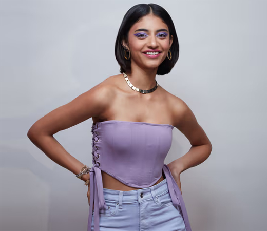 Lavender Tie Up Tube Neck Corset Top