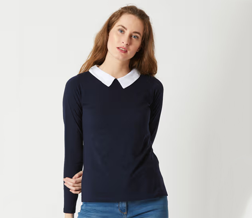 Navy Blue Solid Top