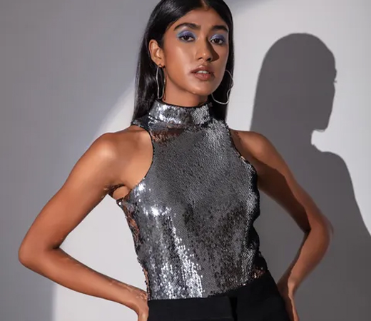 Nikhil Thampi Silver Glimmering With Hope Bodysuit