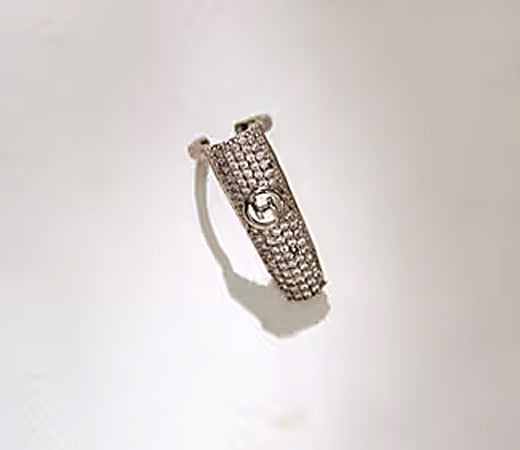 Jewelled Monogram Fingertip Ring In Silver