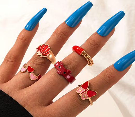 Set of 5 Enamel Stack Knuckle Finger Ring (7)