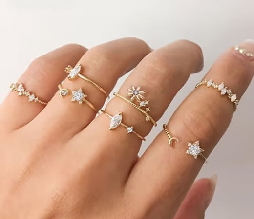 Jewellery For Women Gold Plated Rings Combo