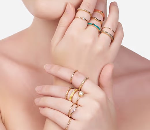 Gold Tone Contemporary Stackable Rings (Set of 15)