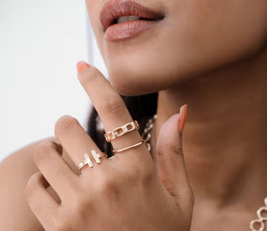 Minimal Gold Ring Set of 3