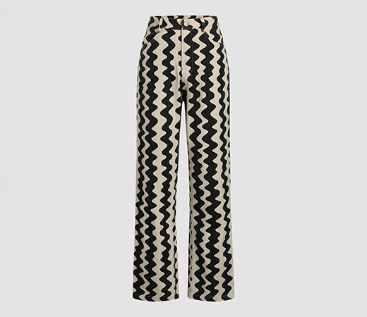 Wavy Retro Straight Leg Trousers