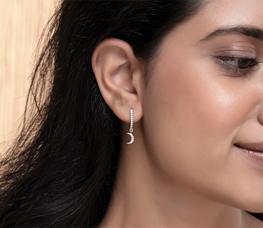 Star And Moon Sterling Silver Mismatch Earrings