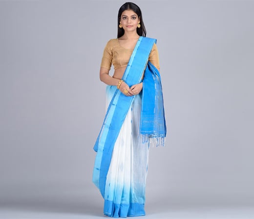 Multi-Color Bengal Handloom Saree With Buti Without Blouse