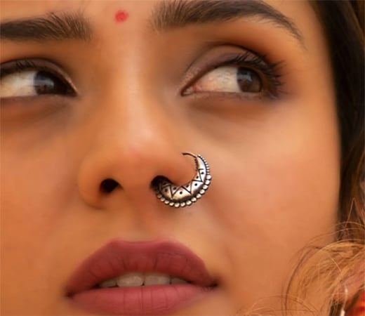 AVNI by Oxidised Silver Tribal Nose Pin For Women(One Size)