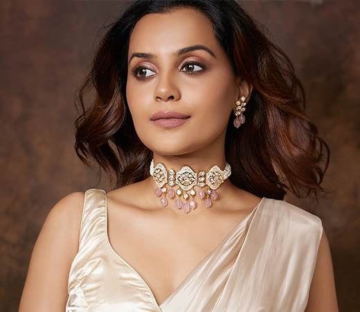 Kundan Polki Pearly Antique Choker Set