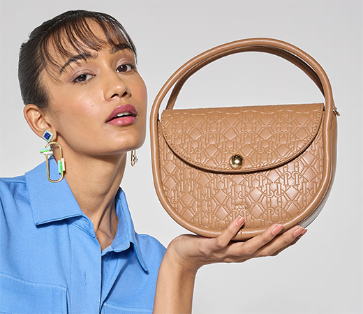 Brown Crescent Gold Buckle Sling and Crossbody Bag