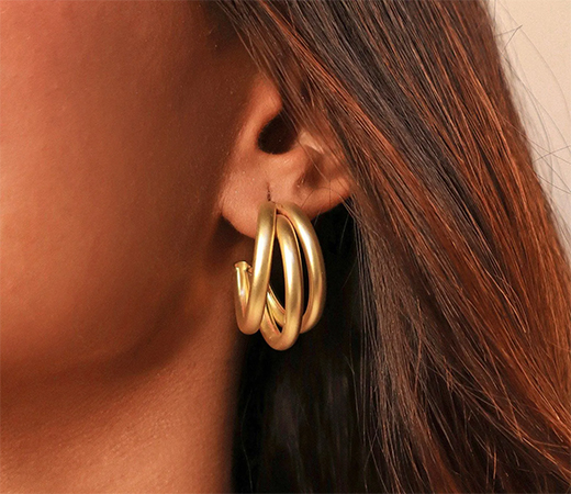 Chic Gold Triple Hoop Earrings