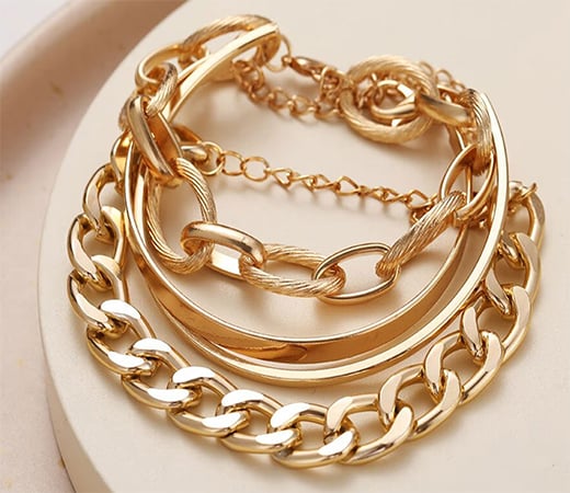 Gold-Toned Gold Plated Bracelets (Set of 4)