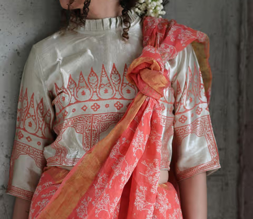 Grey Mashru Silk Blouse