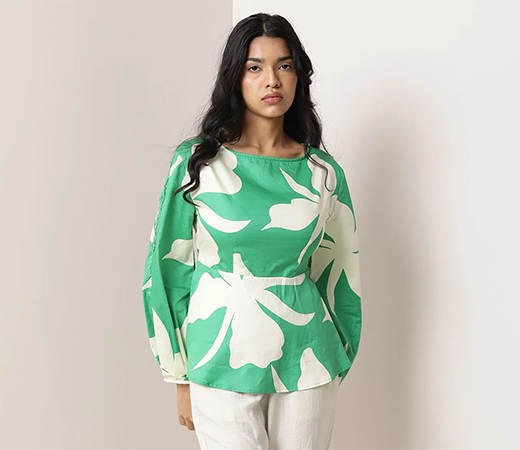 Printed Sloane Green Top