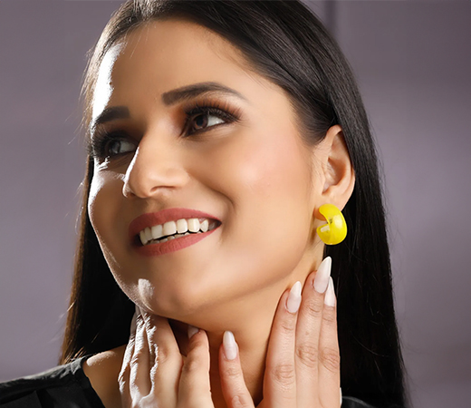 Yellow Half Hoop Earring