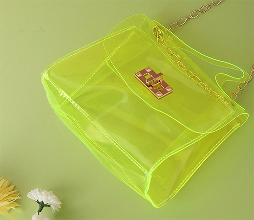 Women Transparent Neon Yellow Sling Bag