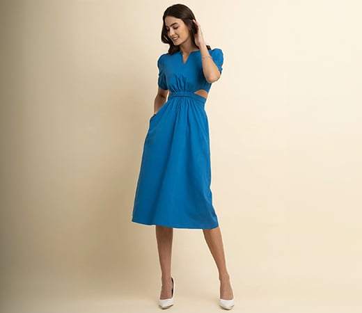Cutout Detail Dress - Blue
