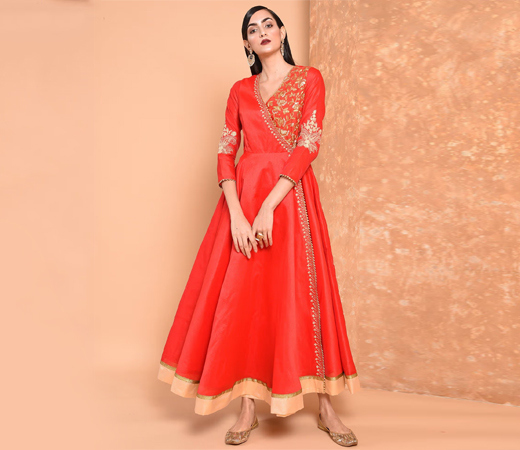Red Angrakha With Gota Patti Work