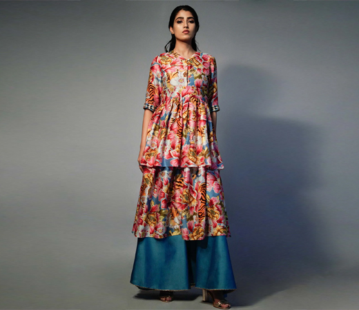 Nusrat Assymetrical Kurta & Pant Co-Ord Canary Yellow