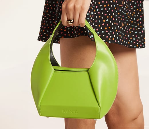 Green Top Handle Chain Link Shoulder Bag