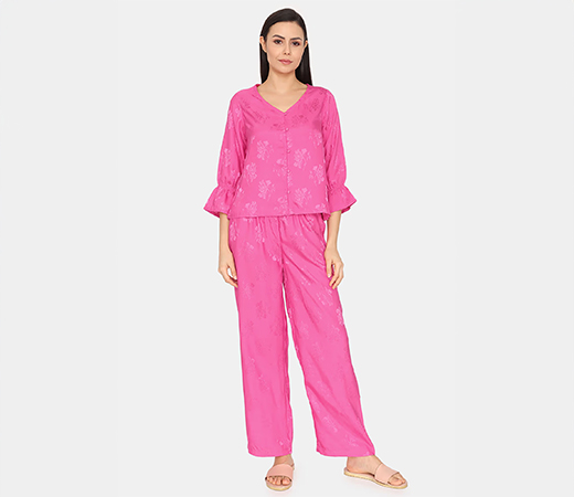 Floral Vows Woven Pyjama Set - Tea Rose