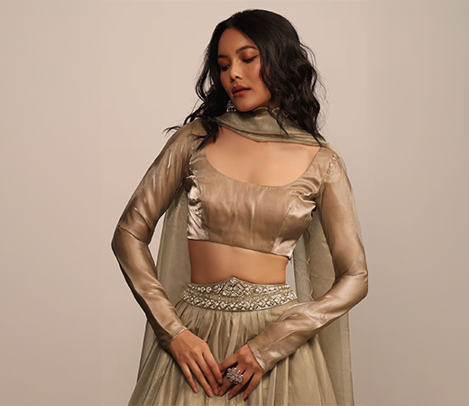 Copper Blouse in Organza with Scoop Neckline