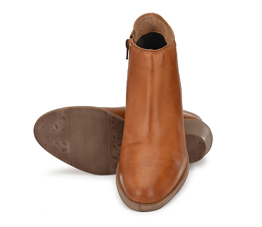 Solid Tan Leather Ankle Boot