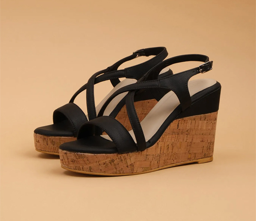 Solid Black Gena Wedges