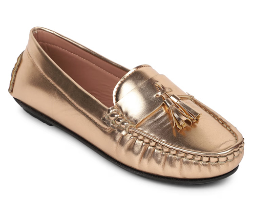 Gold Women Slip On Loafers