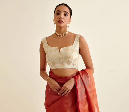 Soft White Banarasi Lotus Zari Blouse