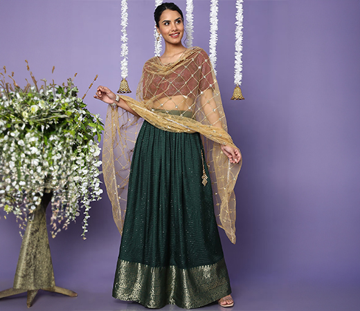 Womens Gold Net Dupatta