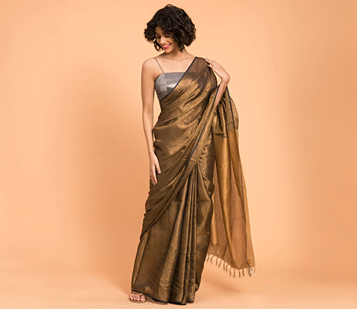Blue Pleated Saree with Stitched Blouse