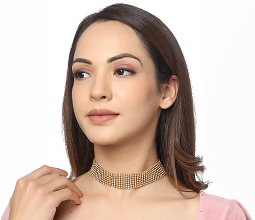 Gold Toned Crystal Choker Necklace