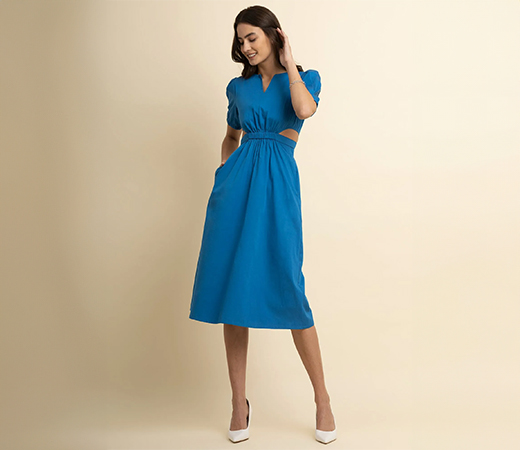 Cutout Detail Dress - Blue
