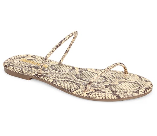 Beige Snake PU Barely There Slip Ons Flats