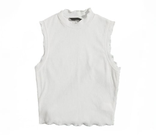 Rib White Crop Top for Womens