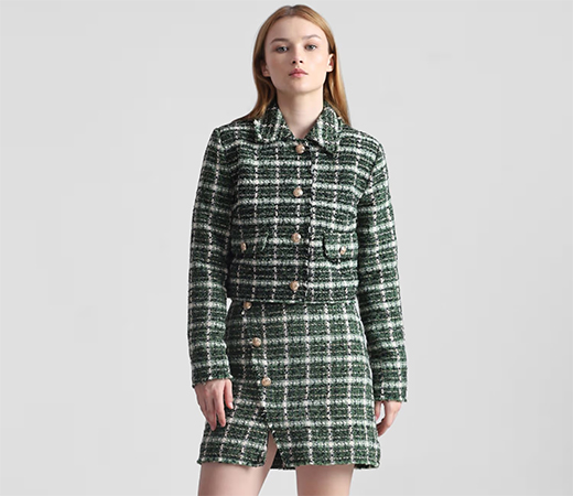 Green Tweed Check Co-ord Set Jacket