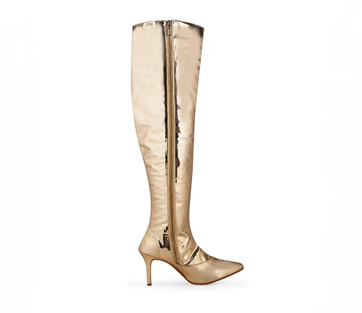 Queen-solid Gold Over The Knee Boots
