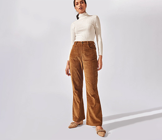 Khaki Corduroy Bootcut Pants
