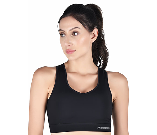 Running/Workout High Impact Crisscross Back Sports Bra-Black